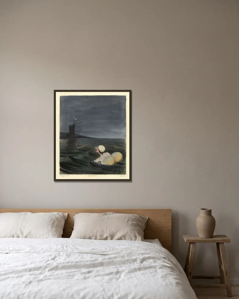 Léandre av Honoré Daumier inramad på en vägg