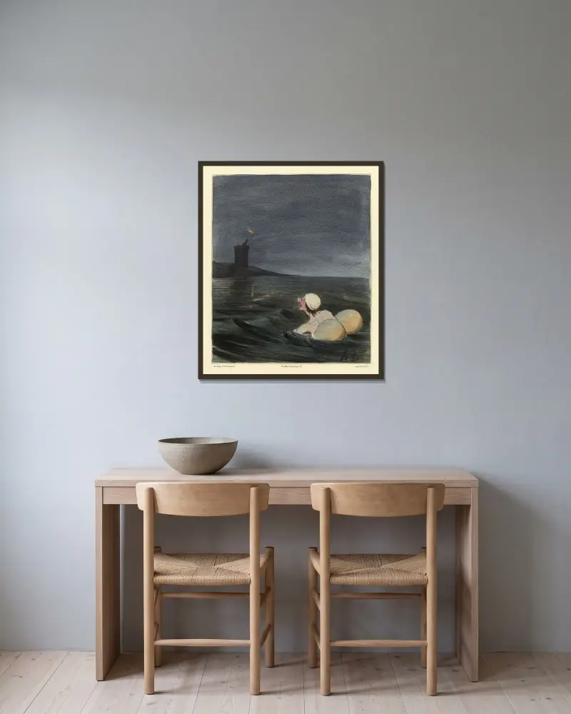 Léandre av Honoré Daumier inramad på en vägg