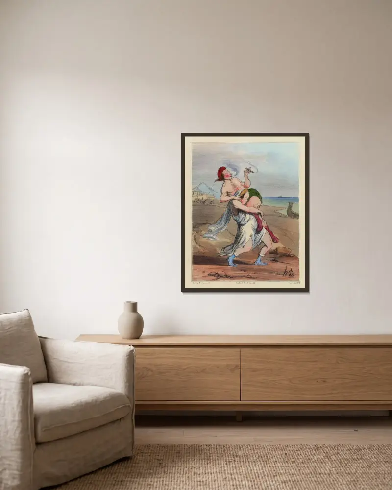 Bortförandet av Helena av Honoré Daumier inramad på en vägg