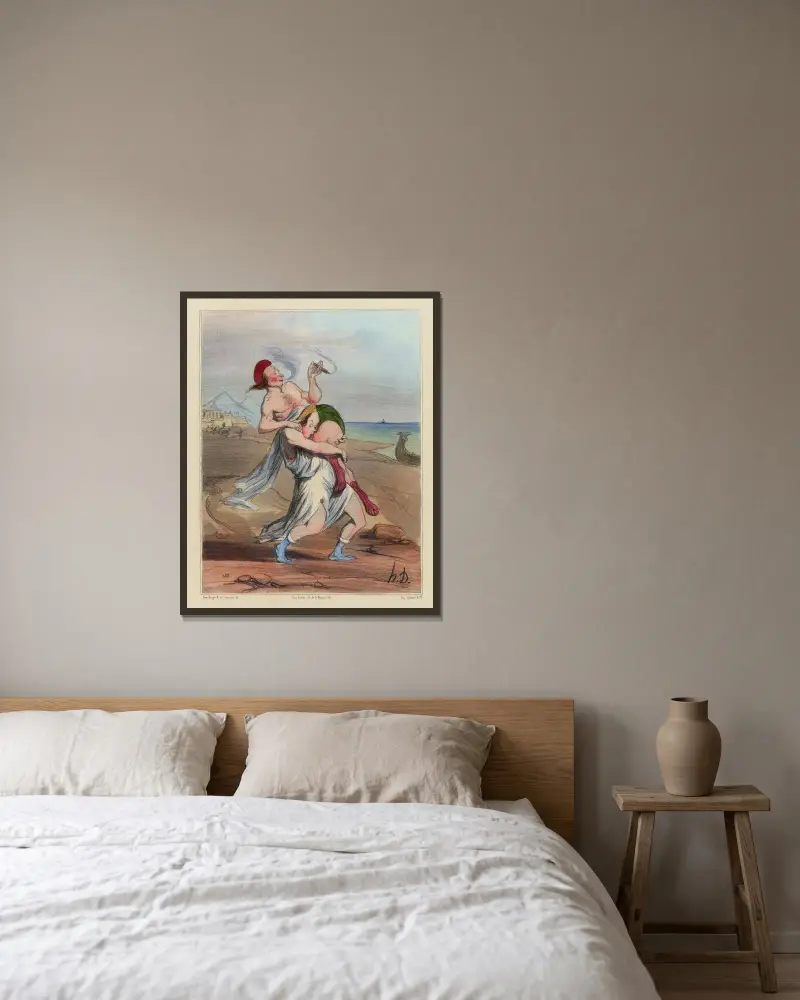 Bortförandet av Helena av Honoré Daumier inramad på en vägg