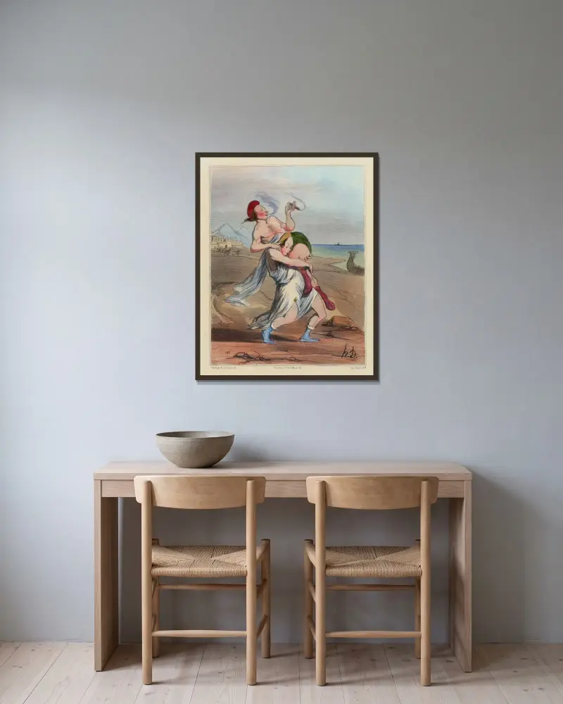Bortförandet av Helena av Honoré Daumier inramad på en vägg