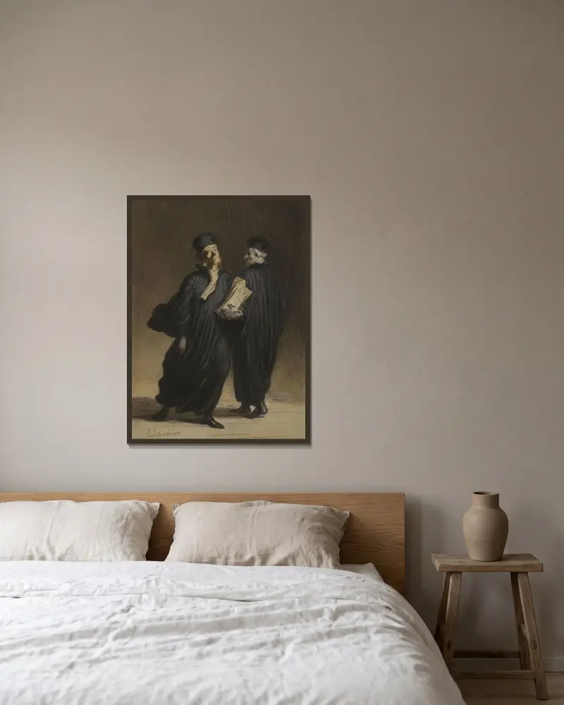 Les Avocats von Honoré Daumier gerahmt an einer Wand