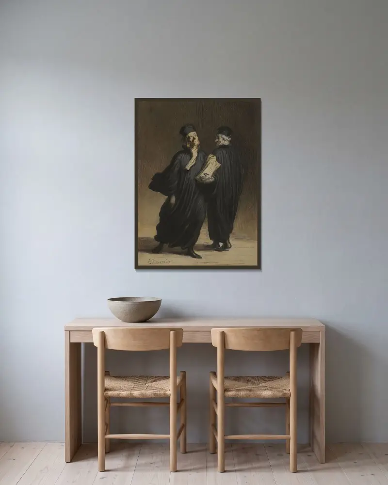 Les Avocats von Honoré Daumier gerahmt an einer Wand