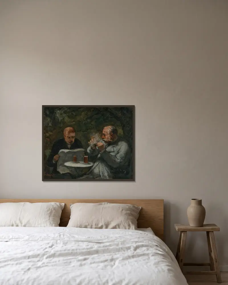 Öldrickarna av Honoré Daumier inramad på en vägg