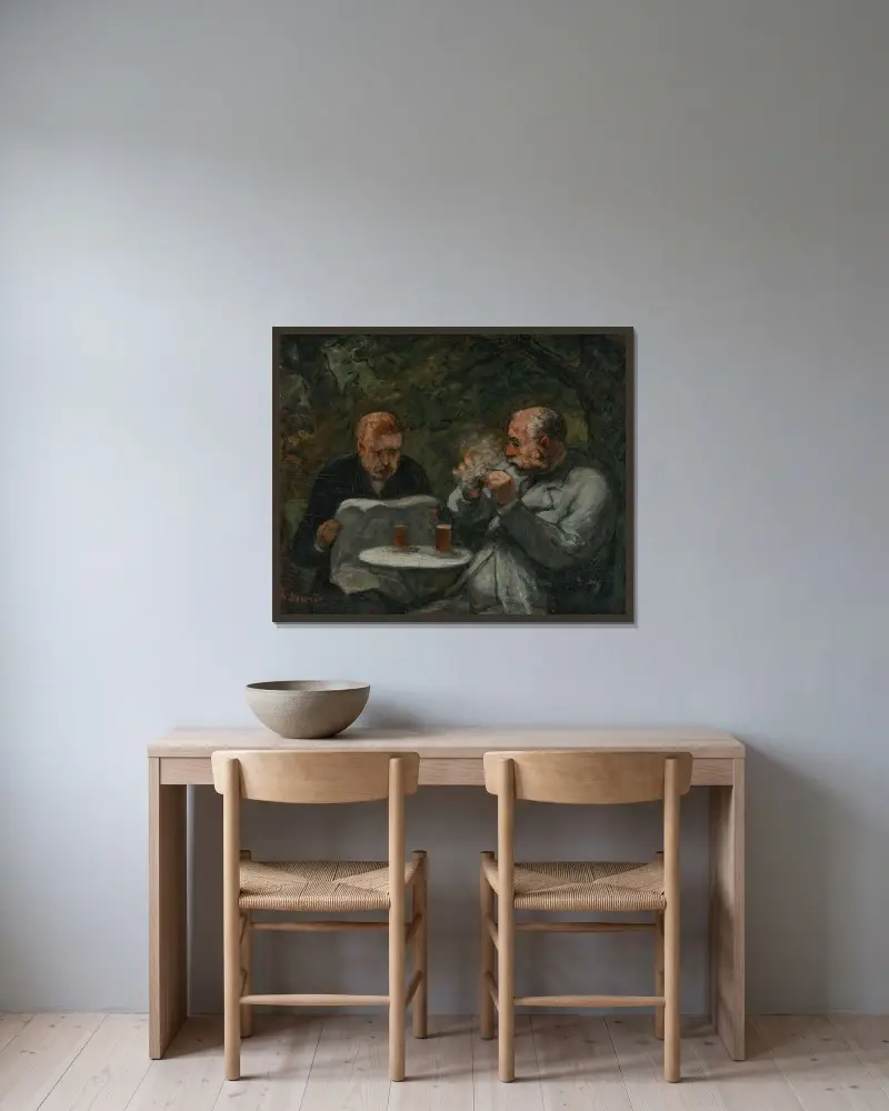 Öldrickarna av Honoré Daumier inramad på en vägg