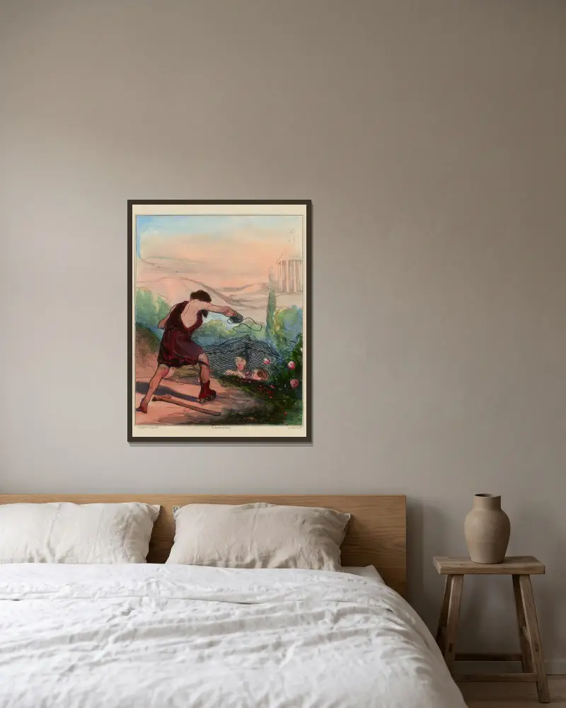Vulkans Netze von Honoré Daumier gerahmt an einer Wand
