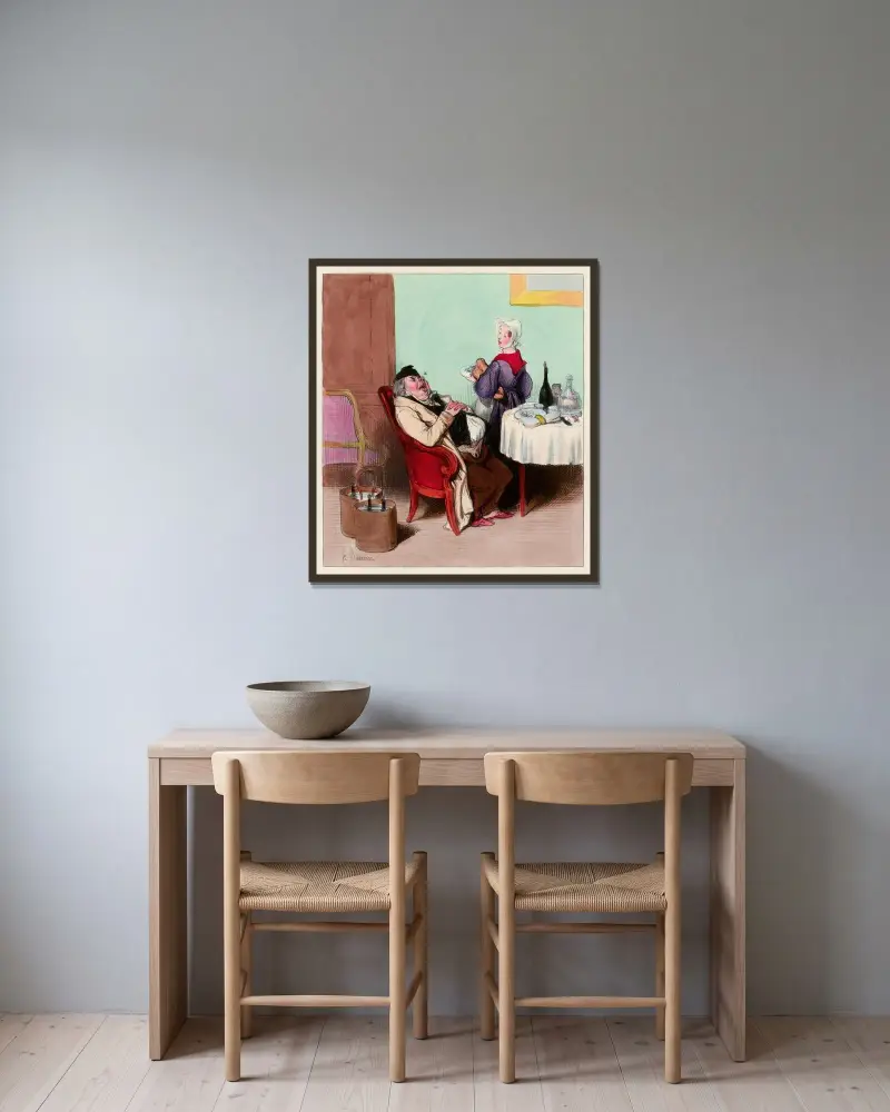 L’huitre von Honoré Daumier gerahmt an einer Wand