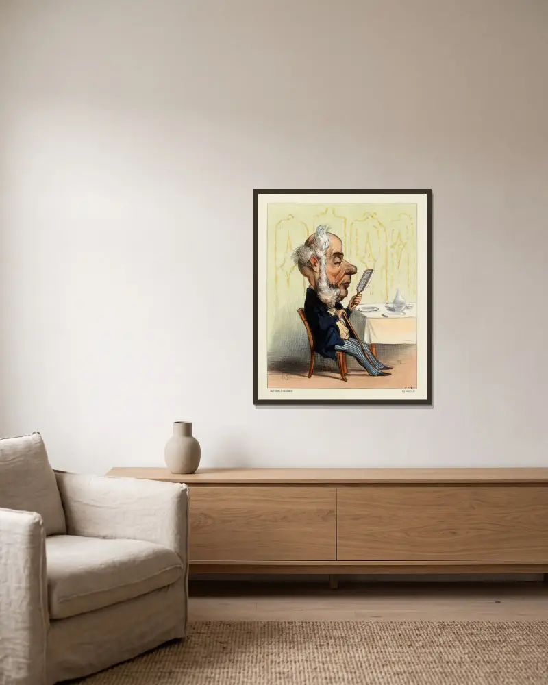 Luneau av Honoré Daumier inramad på en vägg