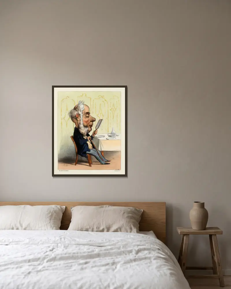 Luneau av Honoré Daumier inramad på en vägg