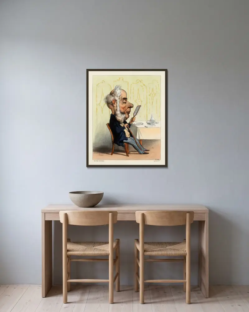 Luneau av Honoré Daumier inramad på en vägg