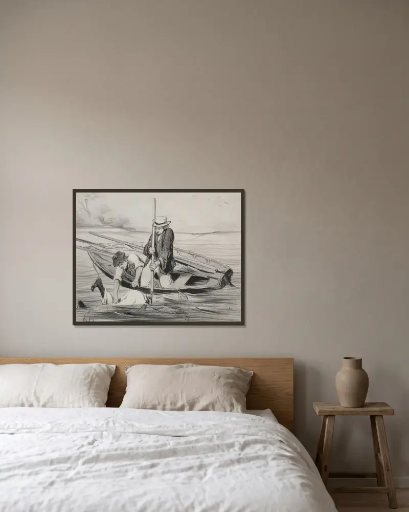 Man Overboard av Honoré Daumier inramad på en vägg