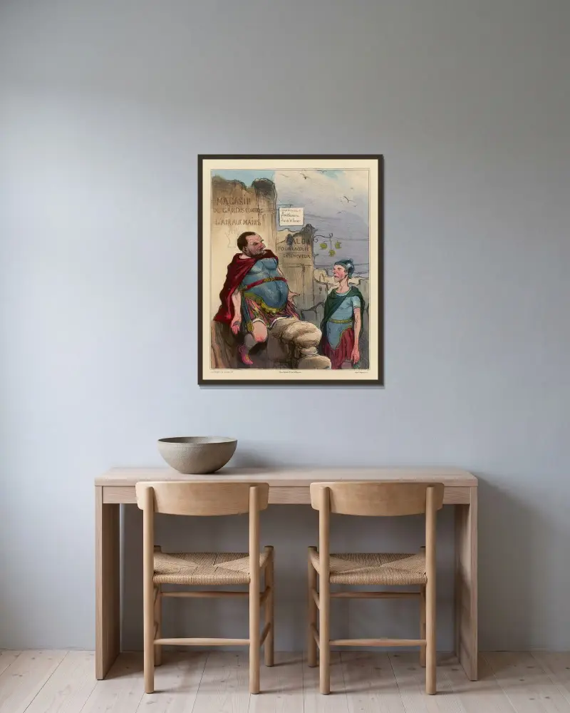 Marius à Carthage von Honoré Daumier gerahmt an einer Wand