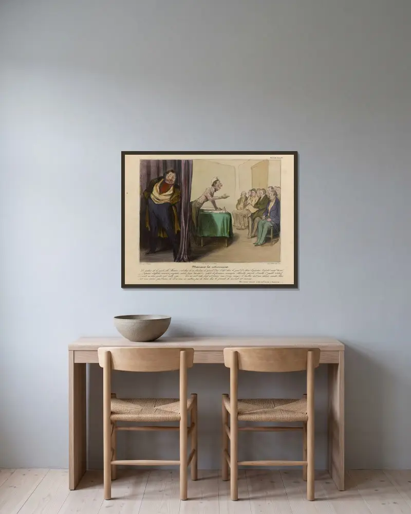 Messieurs les actionnaires av Honoré Daumier inramad på en vägg