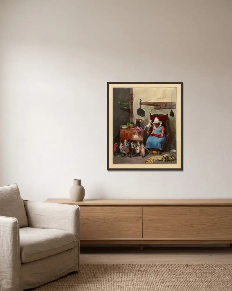 Min avlidne ger mig nummer av Honoré Daumier inramad på en vägg