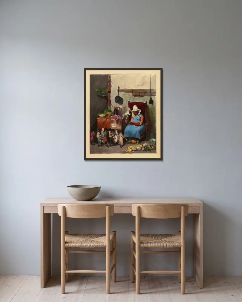 Min avlidne ger mig nummer av Honoré Daumier inramad på en vägg