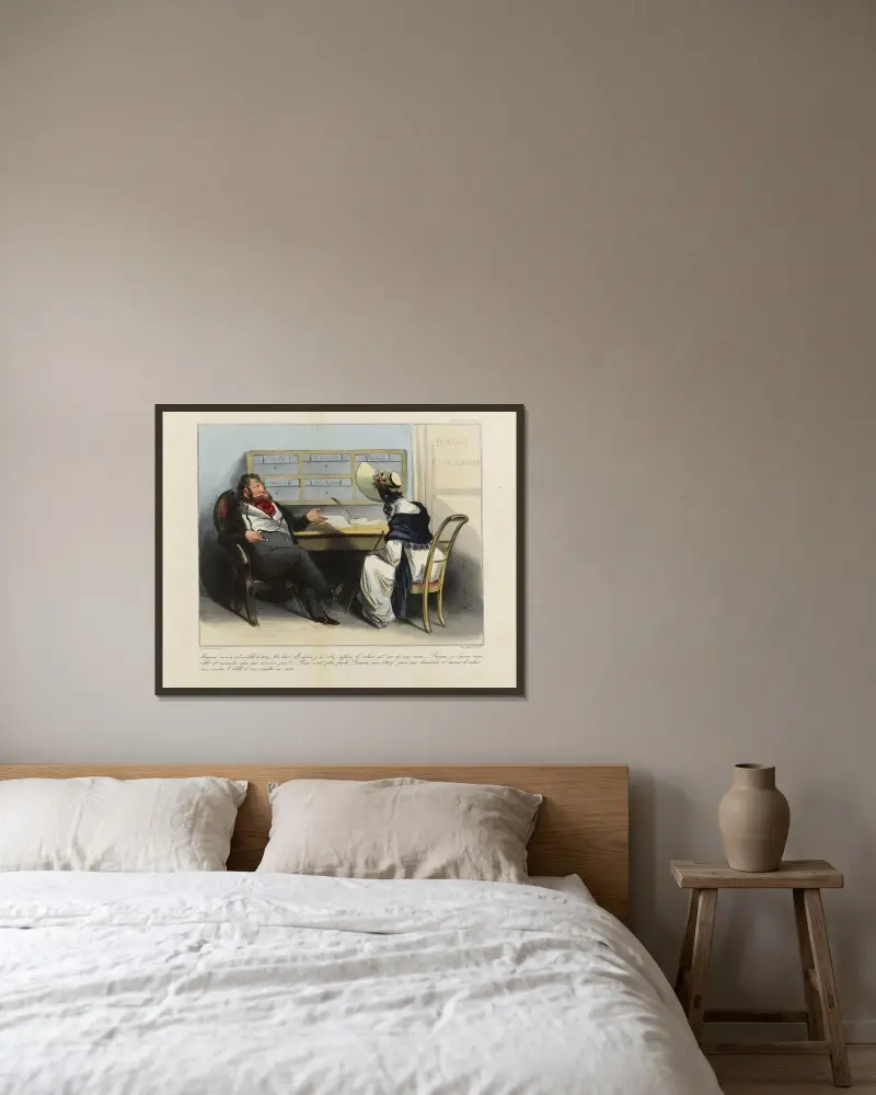 Monsieur, on m’a volé un billet de 100 f av Honoré Daumier inramad på en vägg