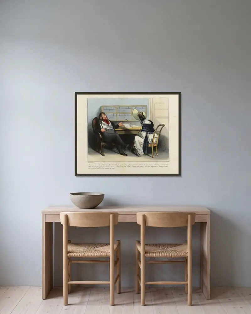 Monsieur, on m’a volé un billet de 100 f av Honoré Daumier inramad på en vägg