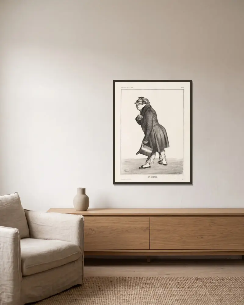 Mr. Keratr. av Honoré Daumier inramad på en vägg