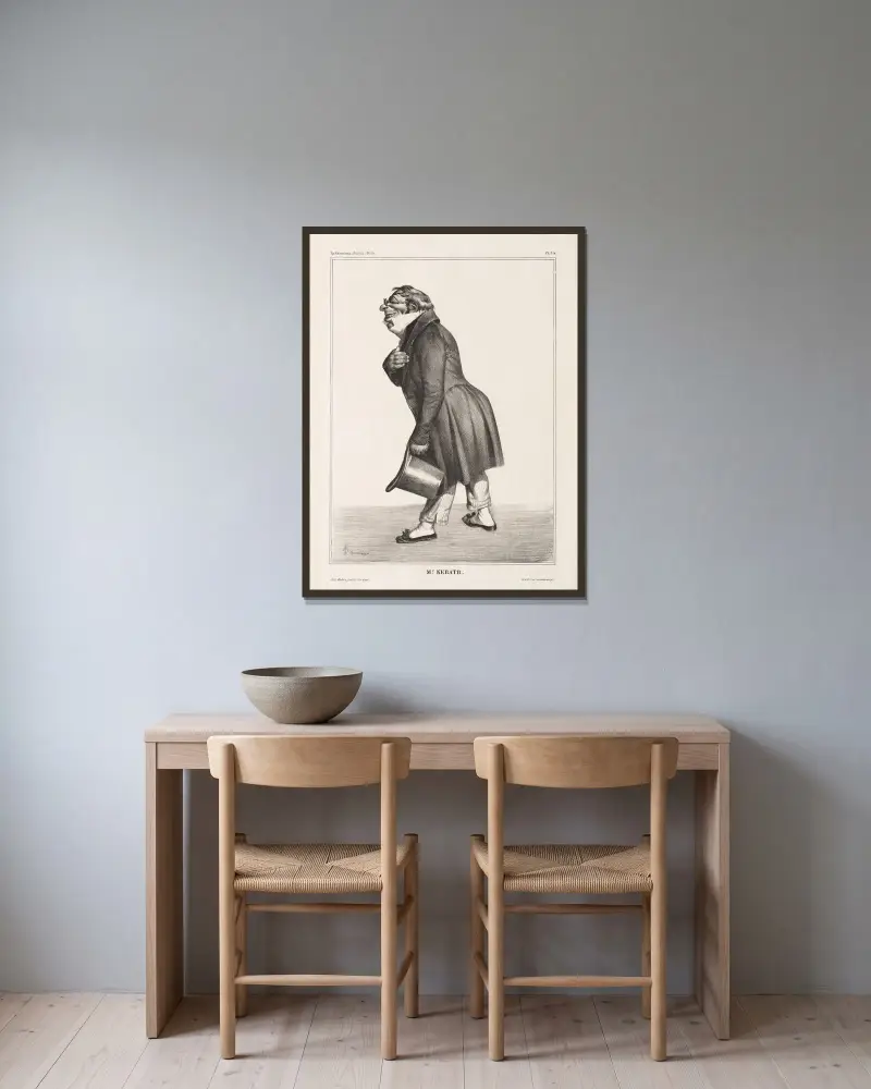 Mr. Keratr. av Honoré Daumier inramad på en vägg
