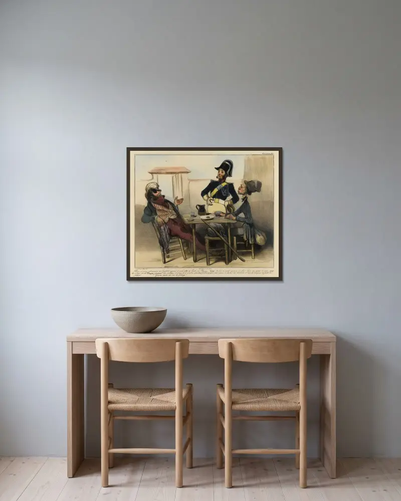 Vi är aktieägare i lantbruks- och arki-kollaget i Coëtbo av Honoré Daumier inramad på en vägg