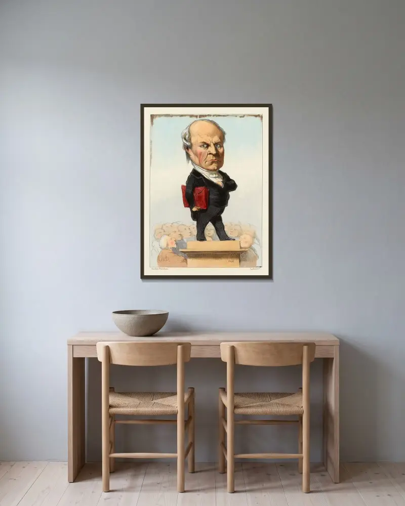 Odilon Barrot av Honoré Daumier inramad på en vägg