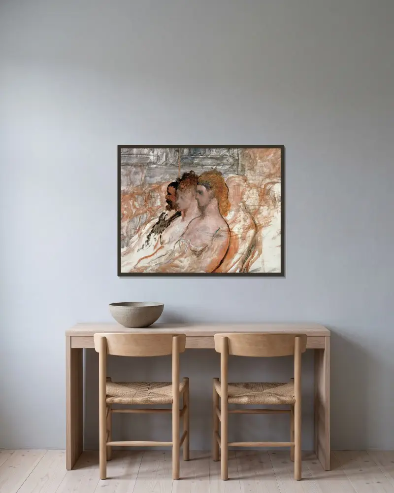 Orkesterplatserna av Honoré Daumier inramad på en vägg