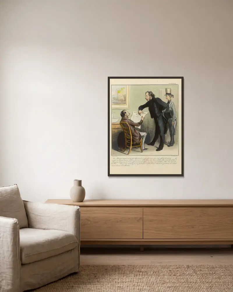 Ja, mein Herr, mit einem kleinen Abonnement unserer Versicherung sind Sie sicher, dass Sie sterben von Honoré Daumier gerahmt an einer Wand