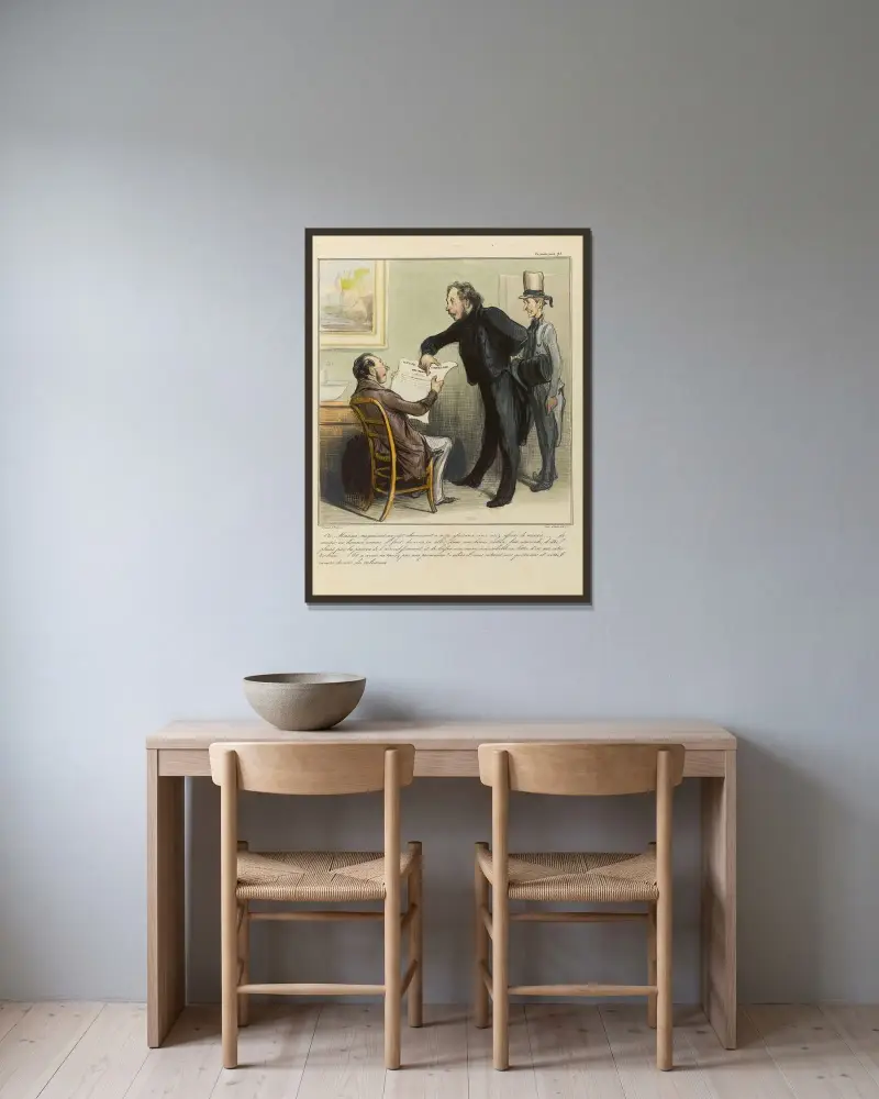 Ja, mein Herr, mit einem kleinen Abonnement unserer Versicherung sind Sie sicher, dass Sie sterben von Honoré Daumier gerahmt an einer Wand