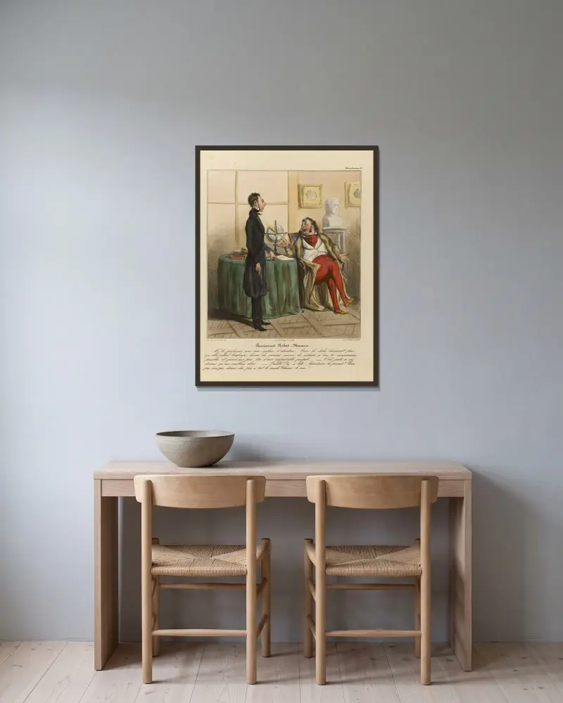 Pensionnat Robert Macaire von Honoré Daumier gerahmt an einer Wand
