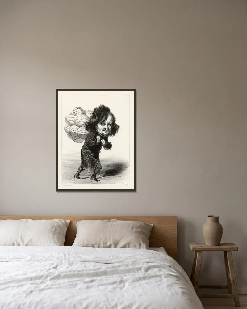 Pierre Leroux von Honoré Daumier gerahmt an einer Wand