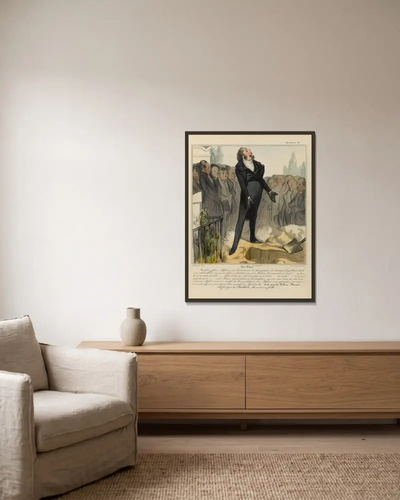 Piété filiale av Honoré Daumier inramad på en vägg