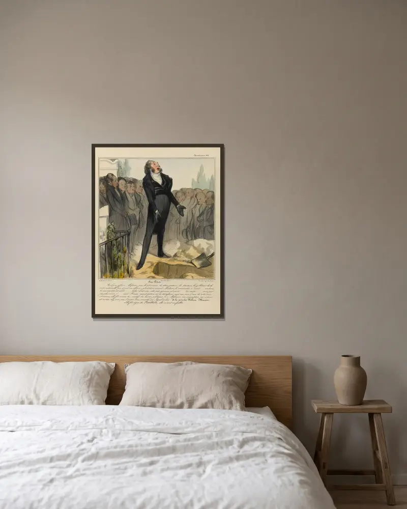 Piété filiale av Honoré Daumier inramad på en vägg