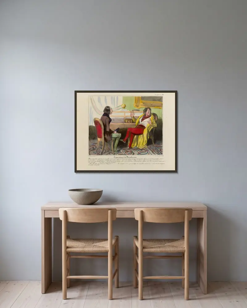 Préparateur au baccalauréat av Honoré Daumier inramad på en vägg
