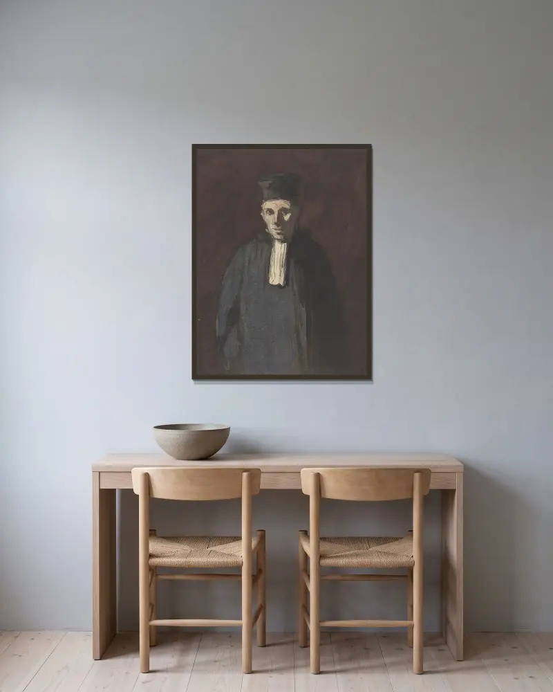 Prosecutor av Honoré Daumier inramad på en vägg