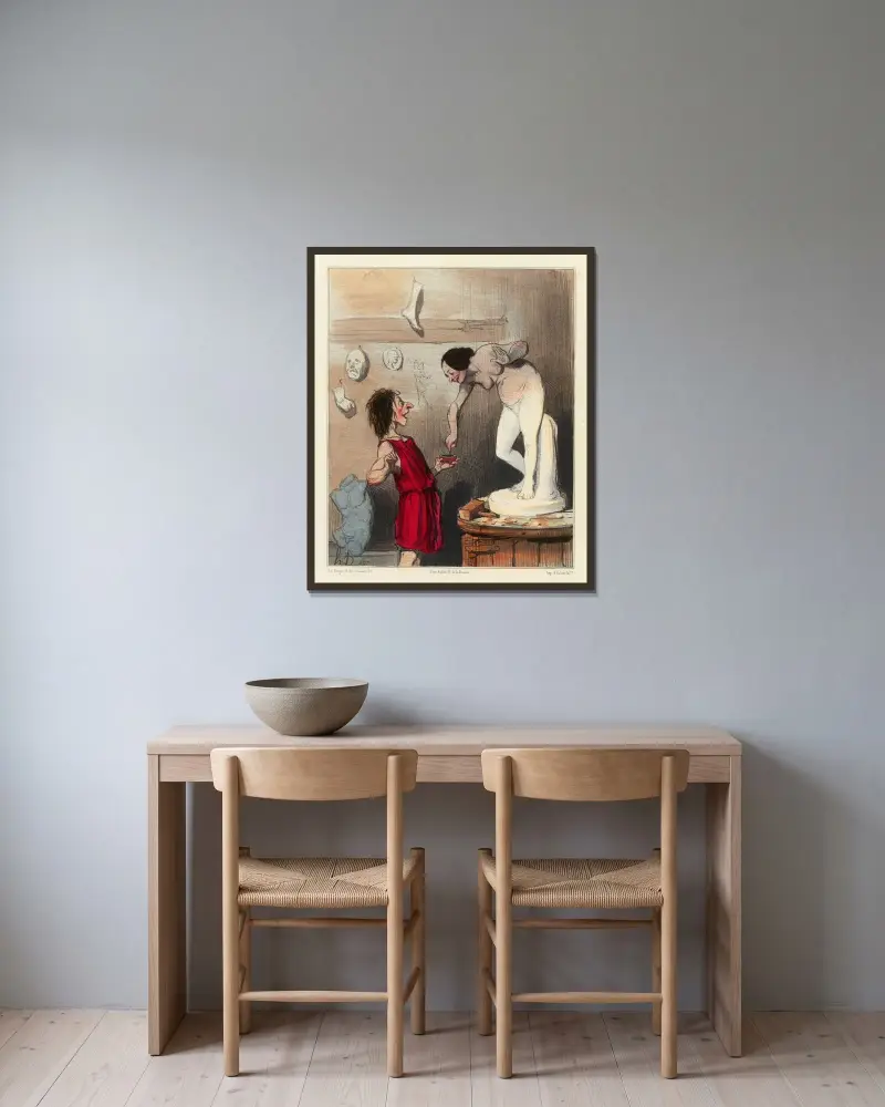Pygmalion av Honoré Daumier inramad på en vägg