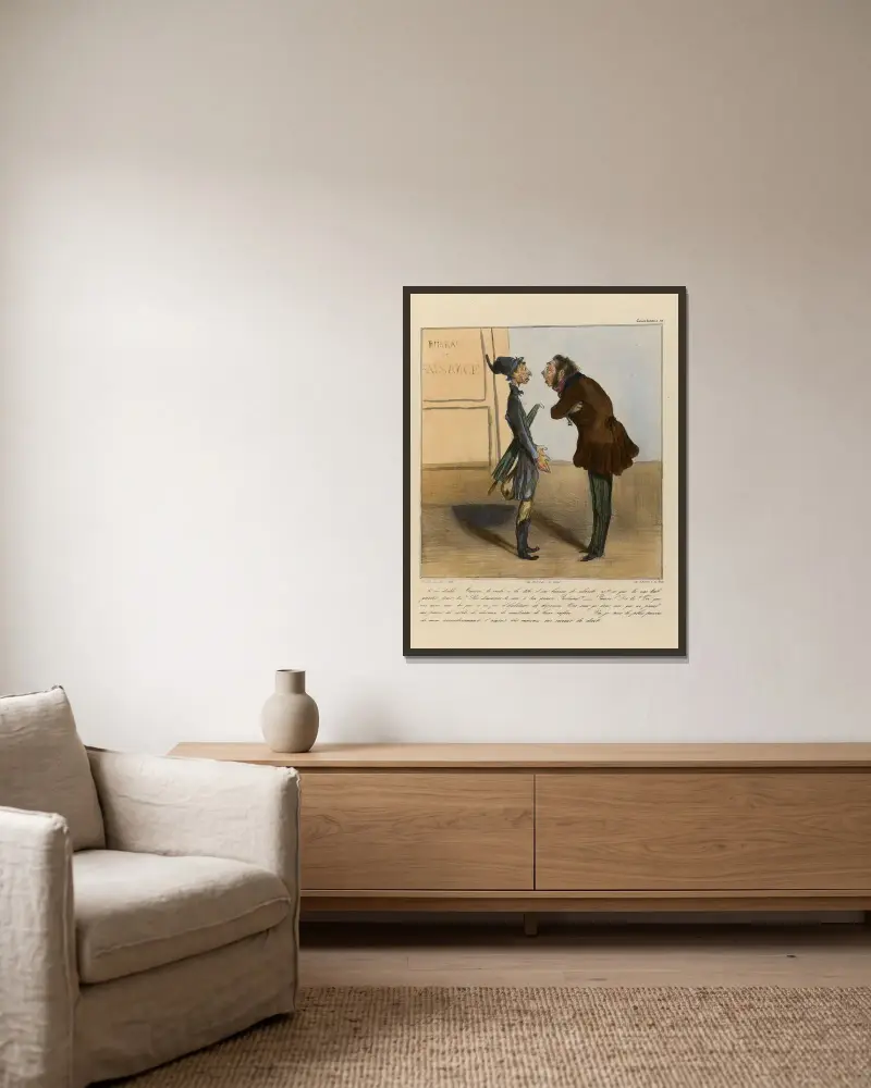 Was zum Teufel, Macaire, da bist du ja an der Spitze eines Wohltätigkeitsbüros von Honoré Daumier gerahmt an einer Wand