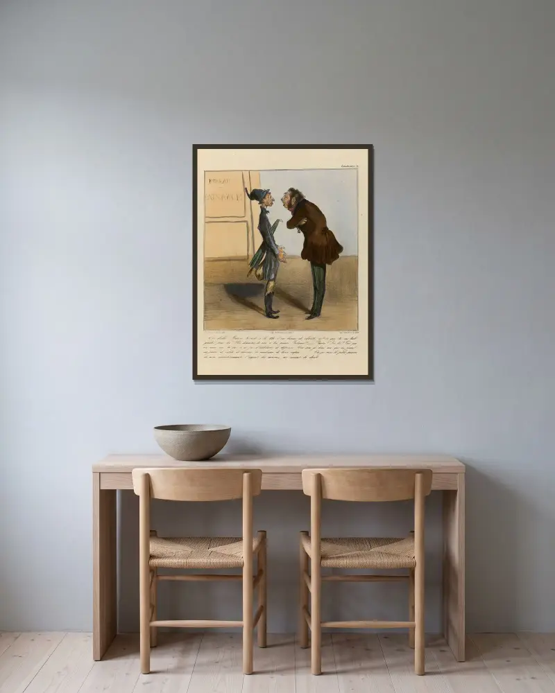 Was zum Teufel, Macaire, da bist du ja an der Spitze eines Wohltätigkeitsbüros von Honoré Daumier gerahmt an einer Wand