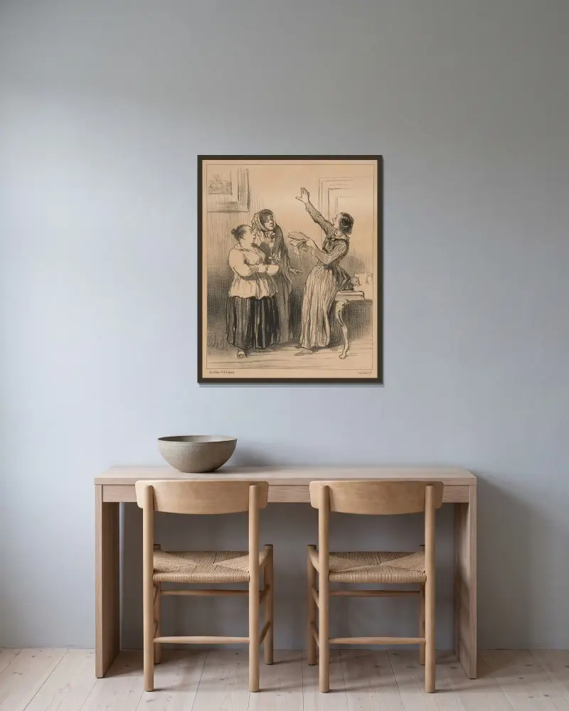 Was ist die Frau heute in der Gesellschaft, nichts! was sollte sie sein… von Honoré Daumier gerahmt an einer Wand