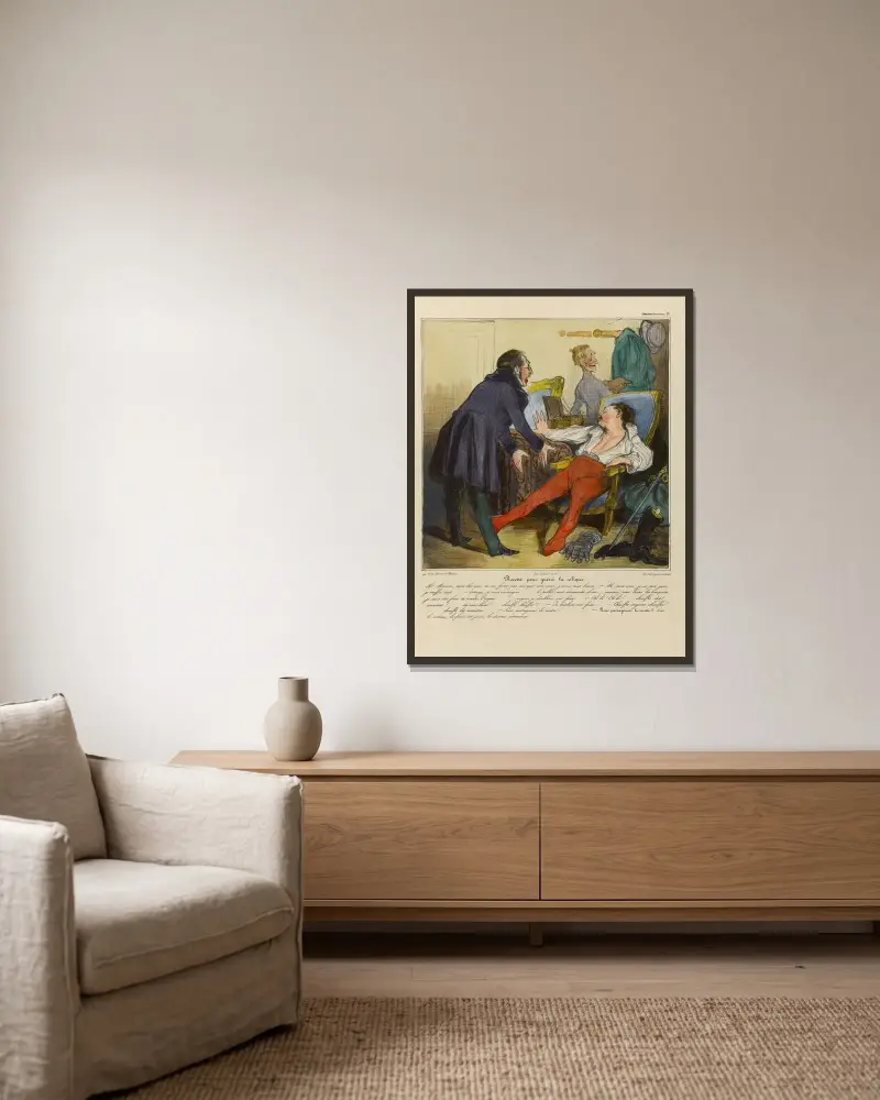 Recept mot kolik av Honoré Daumier inramad på en vägg