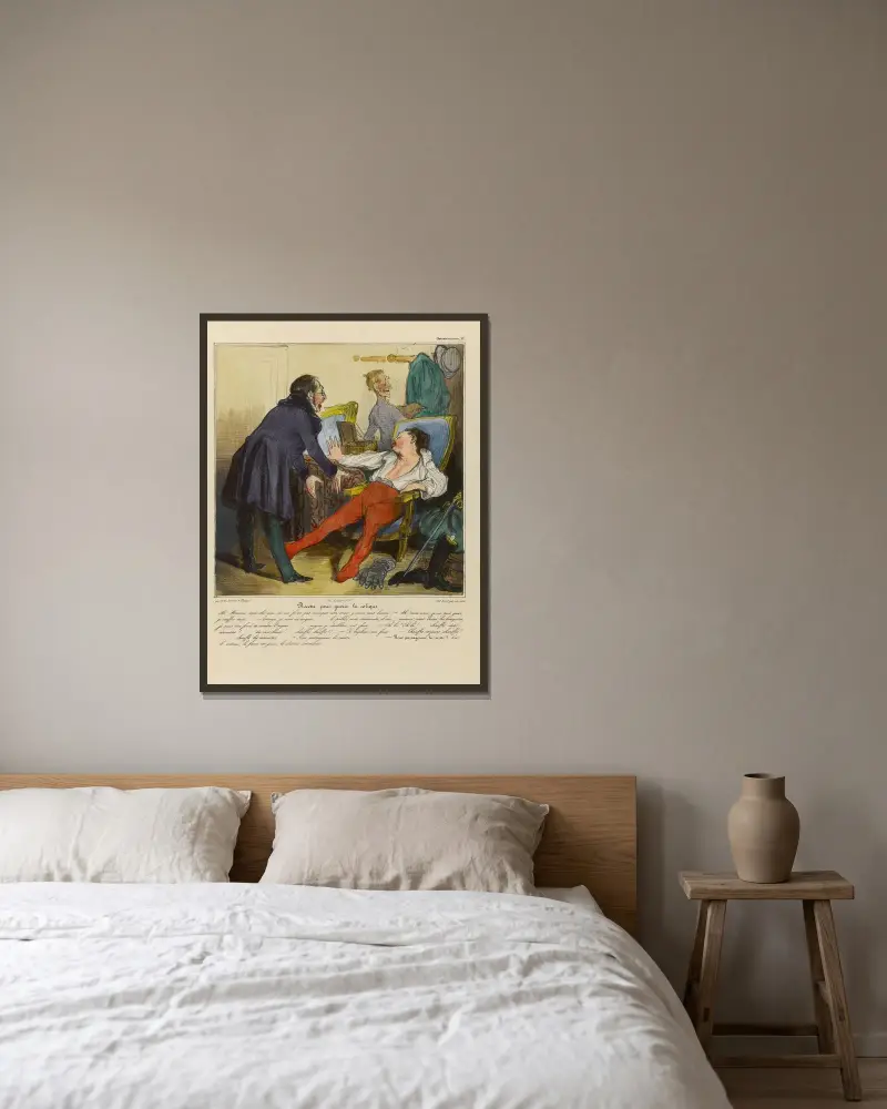 Recept mot kolik av Honoré Daumier inramad på en vägg