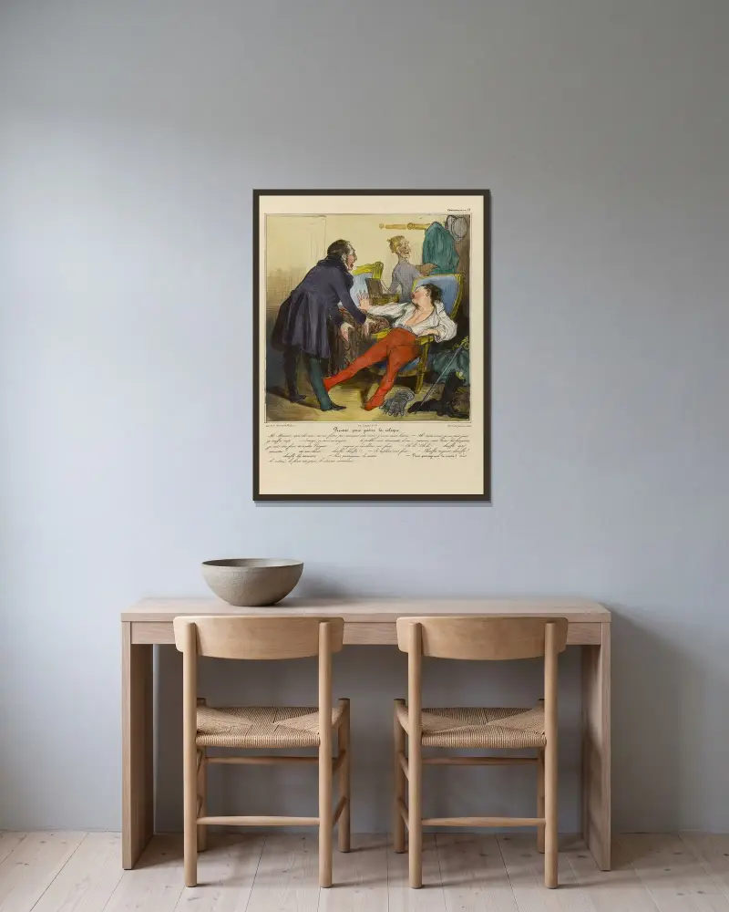 Recept mot kolik av Honoré Daumier inramad på en vägg