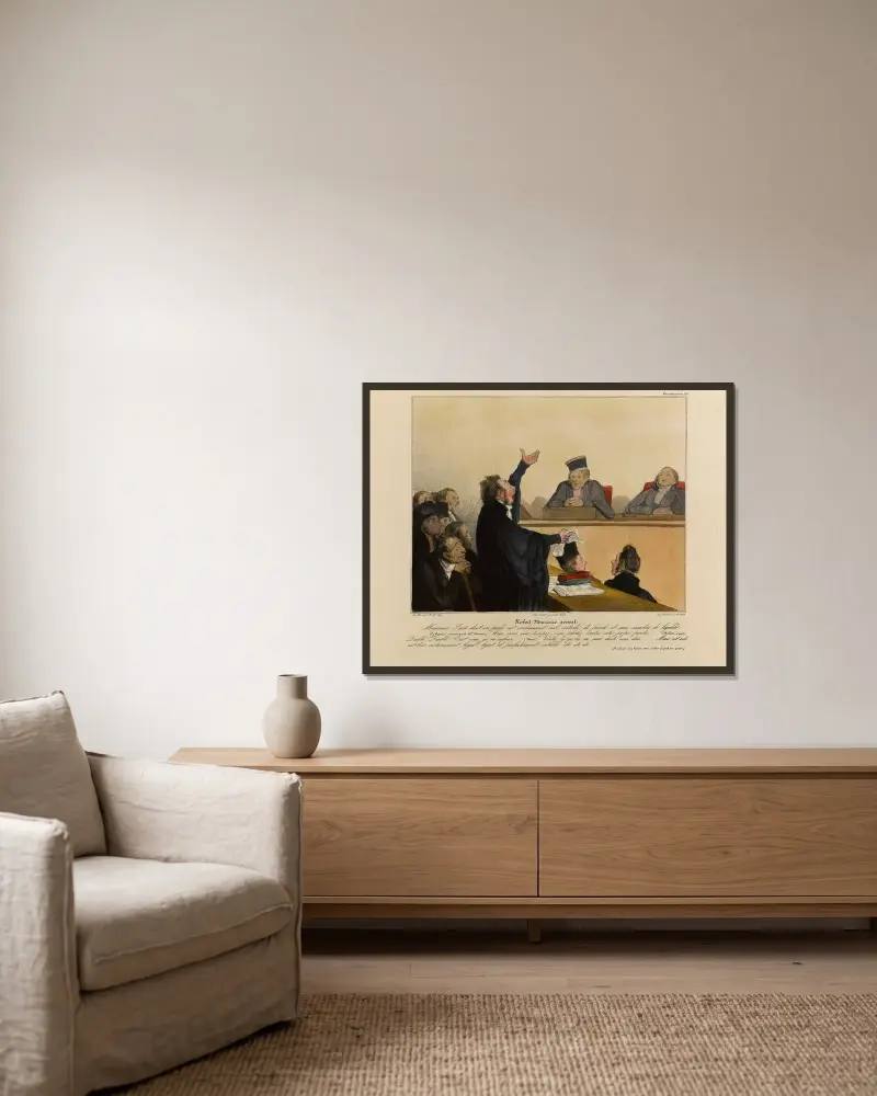 Robert Macaire avocat. von Honoré Daumier gerahmt an einer Wand
