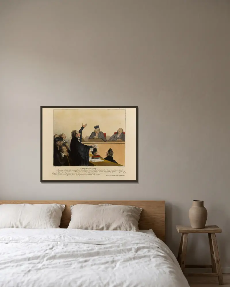 Robert Macaire avocat. von Honoré Daumier gerahmt an einer Wand