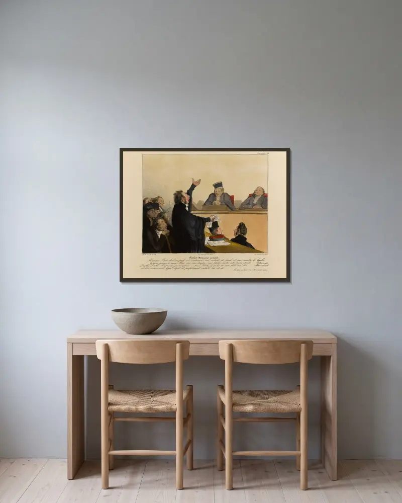 Robert Macaire avocat. von Honoré Daumier gerahmt an einer Wand