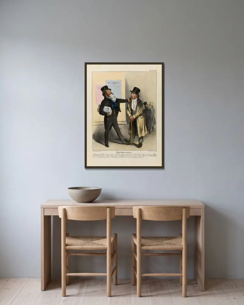 Robert Macaire avoué av Honoré Daumier inramad på en vägg