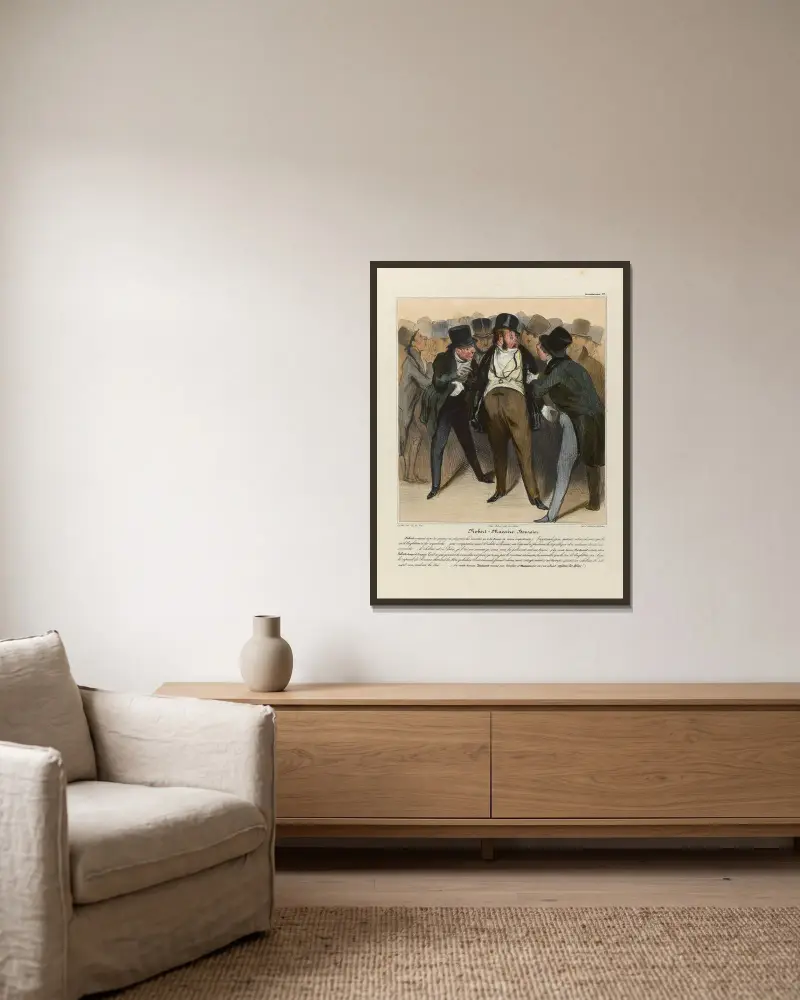Robert Macaire boursier von Honoré Daumier gerahmt an einer Wand