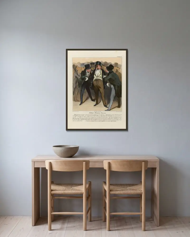Robert Macaire boursier von Honoré Daumier gerahmt an einer Wand