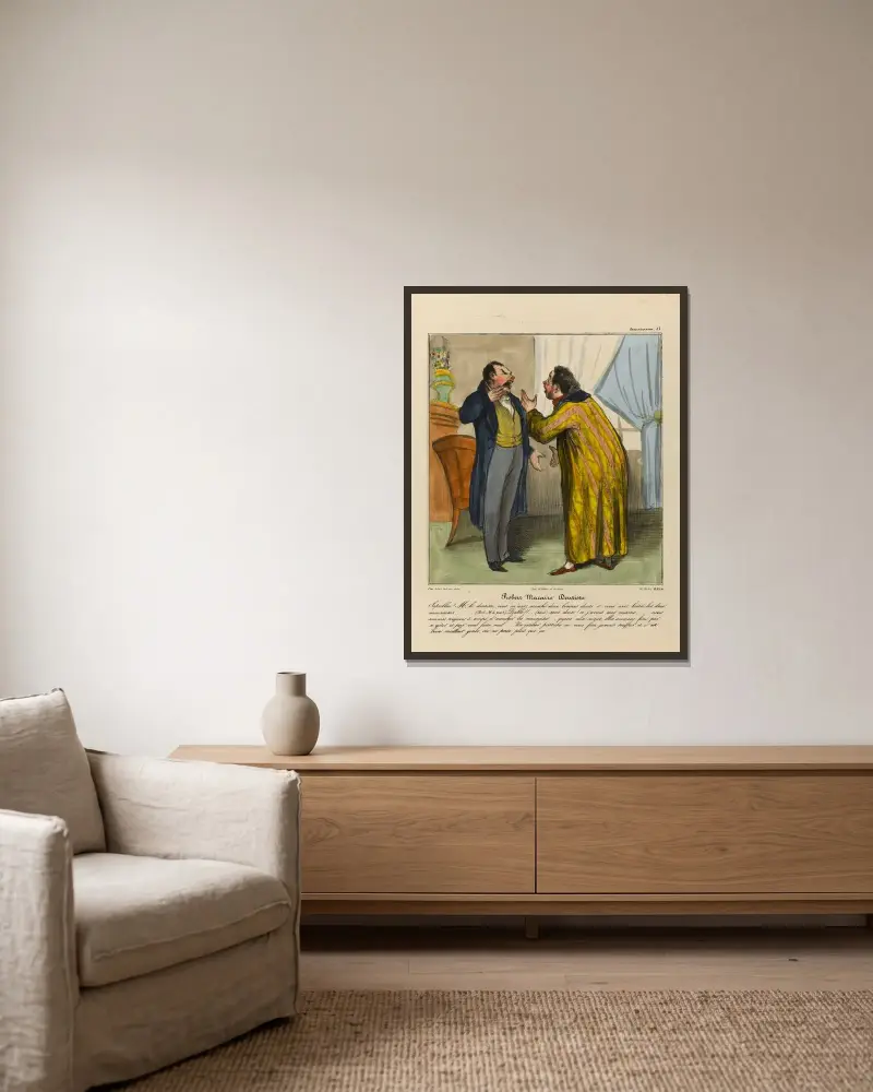 Robert Macaire dentiste von Honoré Daumier gerahmt an einer Wand
