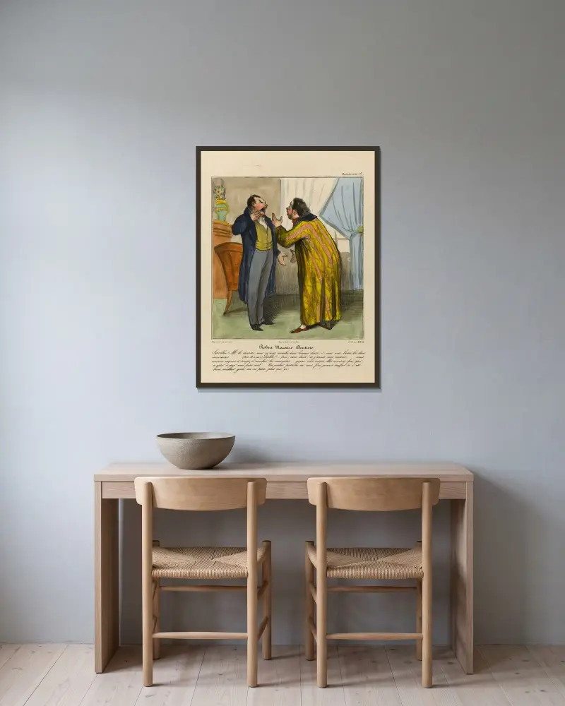 Robert Macaire dentiste von Honoré Daumier gerahmt an einer Wand