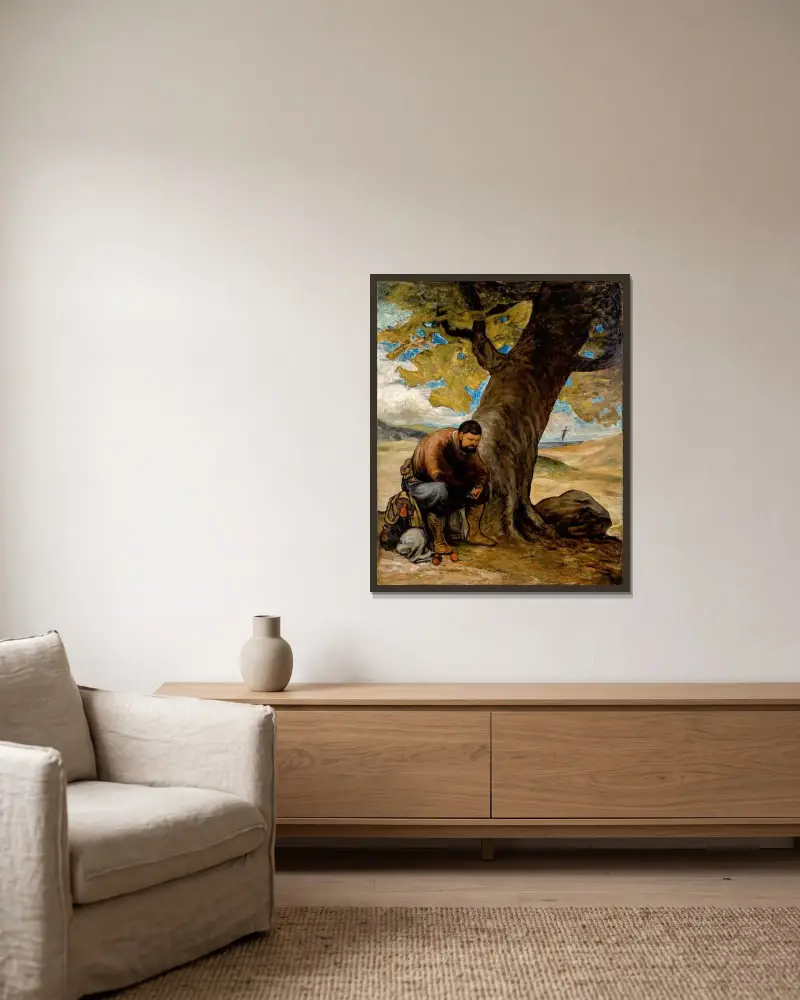 Sancho Pansa, unter einem Baum ausruhend av Honoré Daumier inramad på en vägg